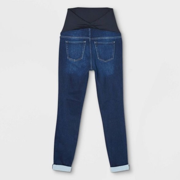 🐞🌺3 for $35🐞🌺Crossover Panel Brushed Back Skinny Maternity Jeans - Picture 3 of 3